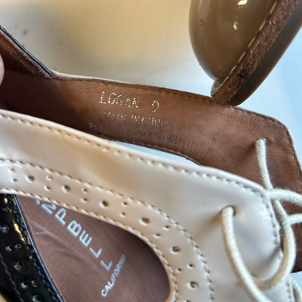 Jeffrey Campbell Tri-Tone Patent Oxford Heels in Black, Cream & Taupe - Picture 7 of 9